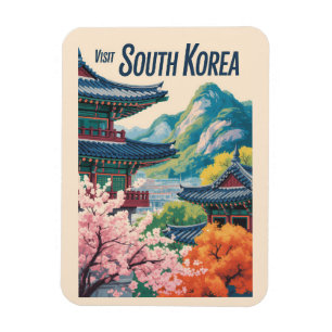 Südkorea Landschaft Illustration Reise Kunst Magnet