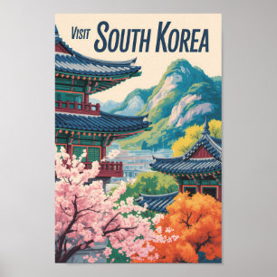 Südkorea Landschaft Illustration Reise Kunst Poster