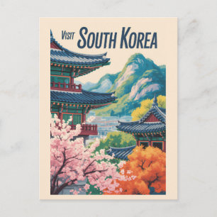 Südkorea Landschaft Illustration Reise Kunst Postkarte