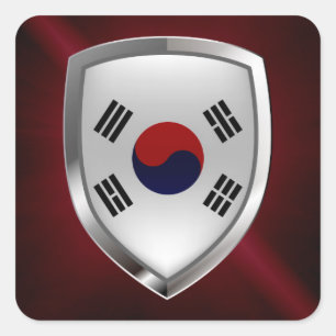 Südkorea Metallisches Emblem Quadratischer Aufkleber