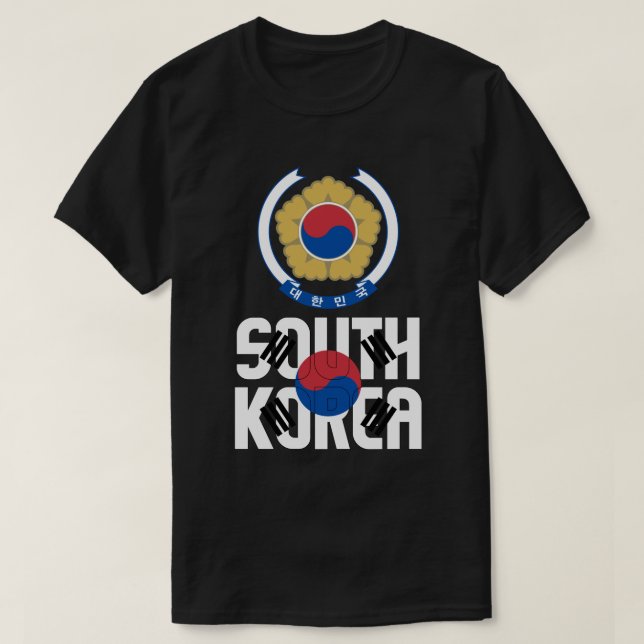 Südkorea - Patriotische Flagge und Wappen T-Shirt (Design vorne)