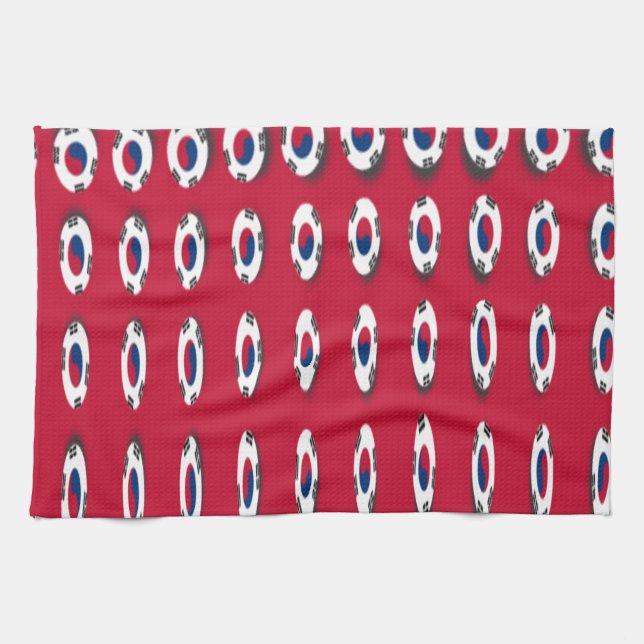 Südkorea Polka Dot Flag Art Design: Eine rote Basi Handtuch (Horizontal)