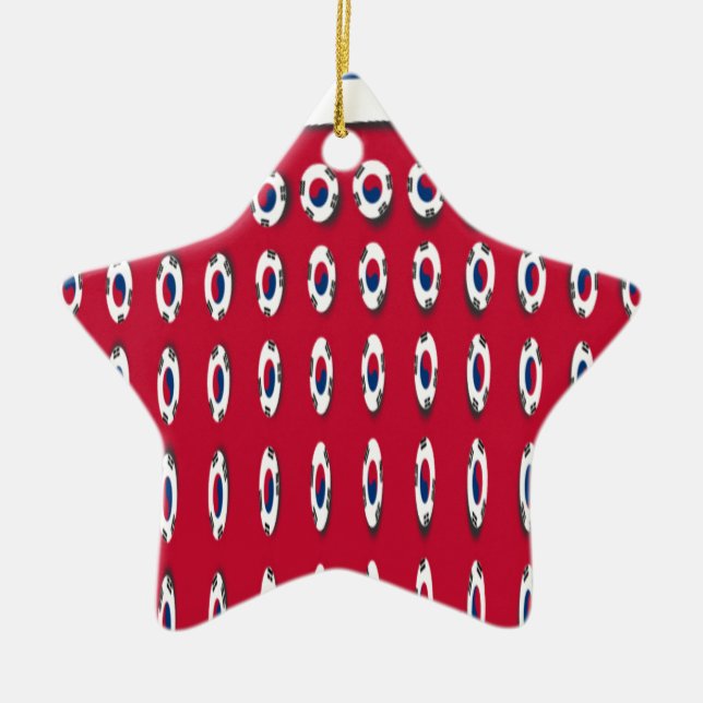 Südkorea Polka Dot Flag Art Design: Eine rote Basi Keramik Ornament (Vorne)