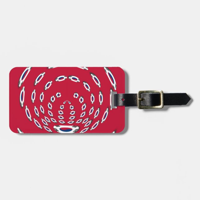 Südkorea Polka Dot Flagge Gepäckanhänger (Vorderseite horizontal)