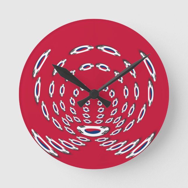 Südkorea Polka Dot Flagge Runde Wanduhr (Vorderseite)