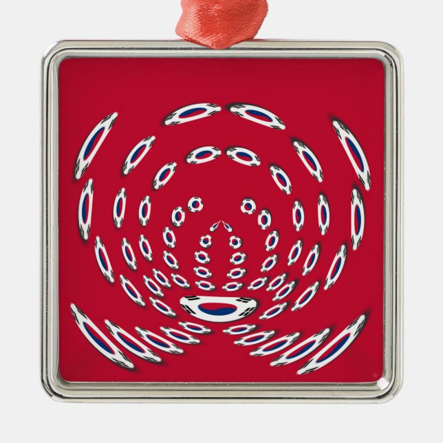 Südkorea Polka Dot Flagge Silbernes Ornament (Vorne)