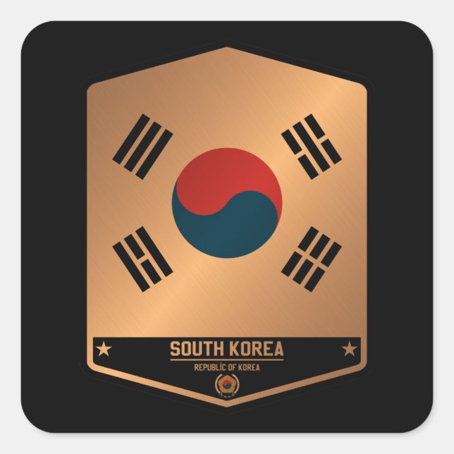 Südkorea Quadratischer Aufkleber (Vorderseite)