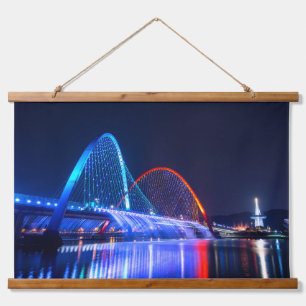 Südkorea Rainbow Fountain Bridge Wandteppich Mit Holzrahmen