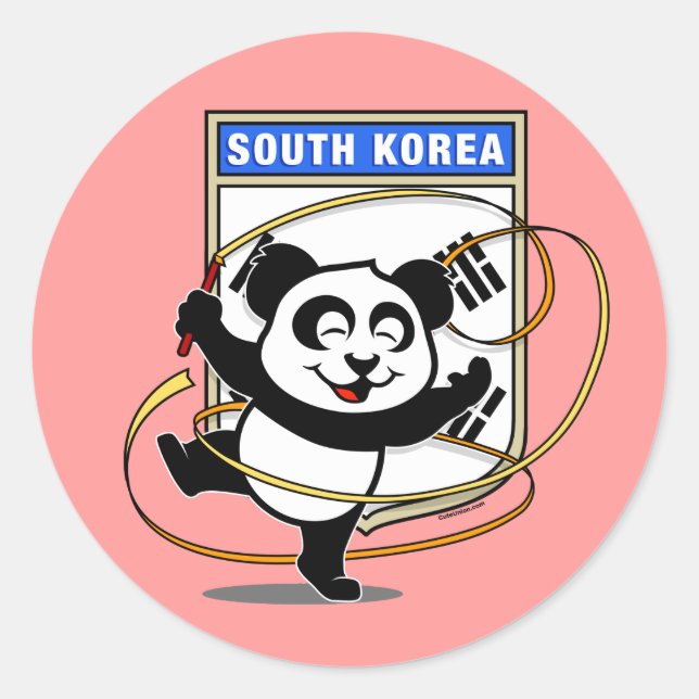 Südkorea Rhythmische Gymnastik Panda Runder Aufkleber (Vorderseite)