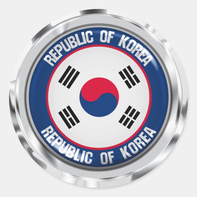 Südkorea-Runde Runder Aufkleber (Vorderseite)