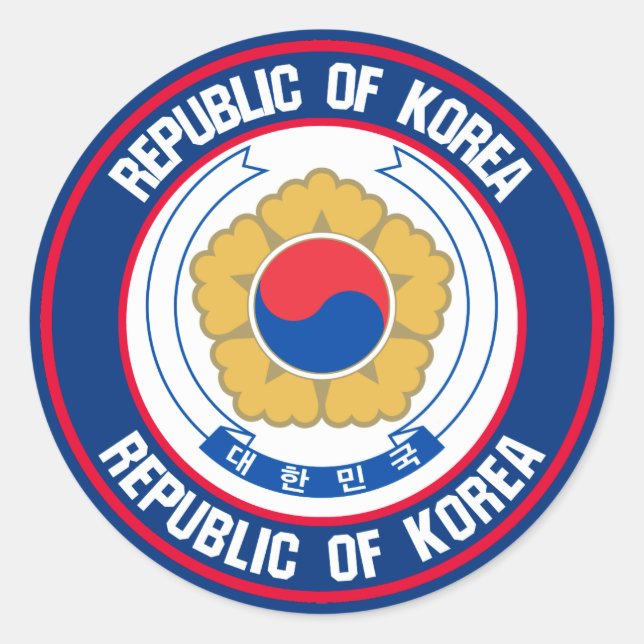 Südkorea-Runde Runder Aufkleber (Vorderseite)