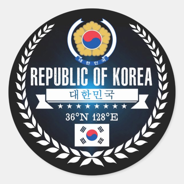 Südkorea Runder Aufkleber (Vorderseite)