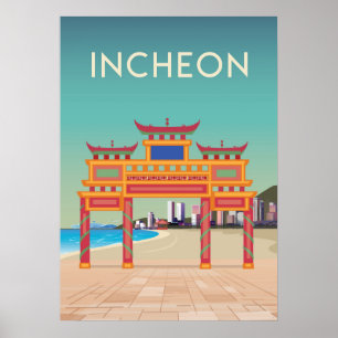 Südkorea Stadt Reisen Poster vintage