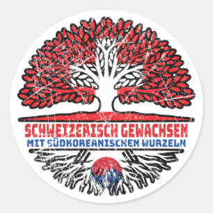 Südkorea Südkoreanisch Schweizer Schweiz Baum Runder Aufkleber