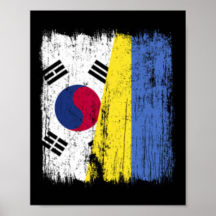 Südkorea Ukraine Halbflagge Südkoreanisch Ukrainer Poster