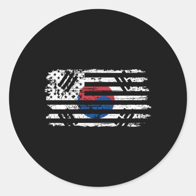 Südkorea und die US-Flagge - doppeltes Erbe Runder Aufkleber (Vorderseite)