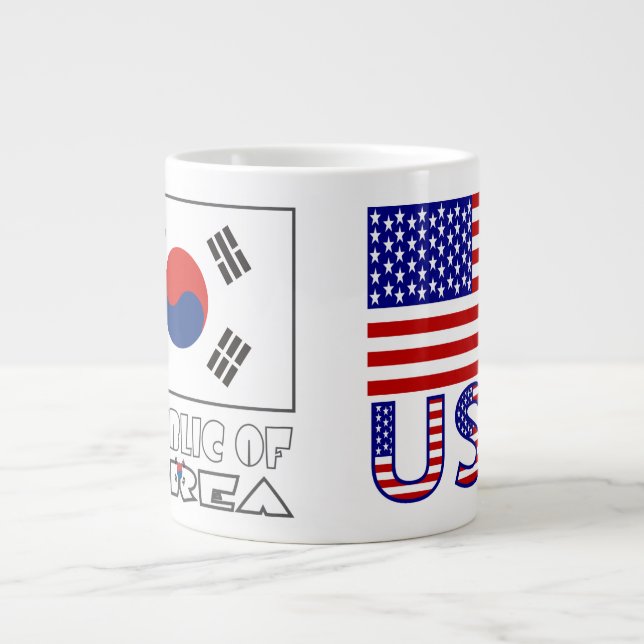 Südkorea und die USA-Flaggen Jumbo-Tasse (Vorderseite)