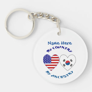Südkorea USA Herz Landesherkunft Personalisieren Schlüsselanhänger