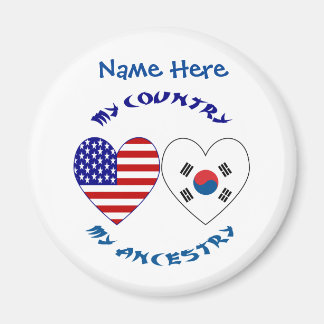 Südkorea USA Herzensland Herkunft personalisieren Magnet