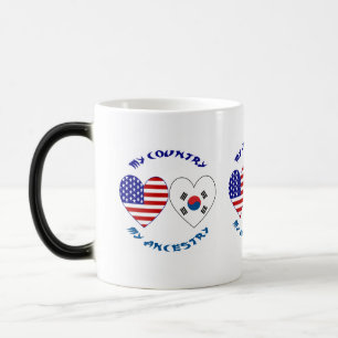 Südkorea USA Herzflagge Mein Land Meine Abstammung Verwandlungstasse
