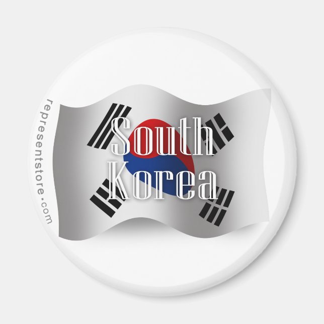 Südkorea Waving Flag Magnet (Vorne)
