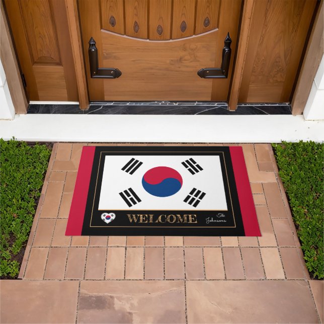 Südkorea - Willkommen bei der koreanischen Flagge Fußmatte (Außenbereich)