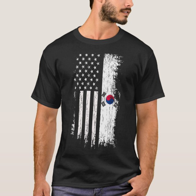 Südkoreanische amerikanische Flagge T-Shirt - Kore (Vorderseite)