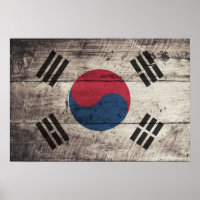 Südkoreanische Fahne aus alten Holz