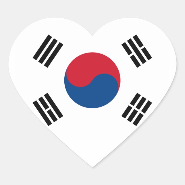Südkoreanische Fahne-Heftsticker Herz-Aufkleber (Vorderseite)