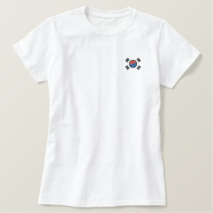 Südkoreanische Flagge Besticktes T-Shirt