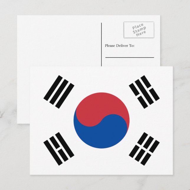 Südkoreanische Flagge, Flagge Südkoreas Postkarte (Vorne/Hinten)