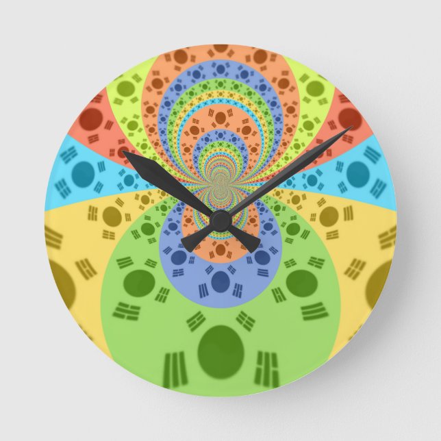 Südkoreanische Flagge Inspiriert Abstrakte Kunstdr Runde Wanduhr (Vorderseite)