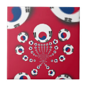 Südkoreanische Flagge Kaleidoskop Art Print Fliese