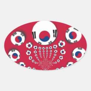 Südkoreanische Flagge Kaleidoskop Art Print Ovaler Aufkleber
