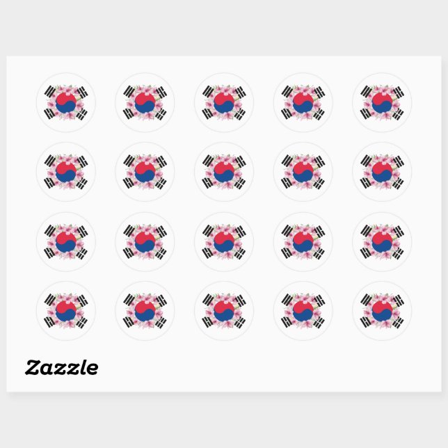 Südkoreanische Flagge Mugunghwa Round Stickers (Blatt)