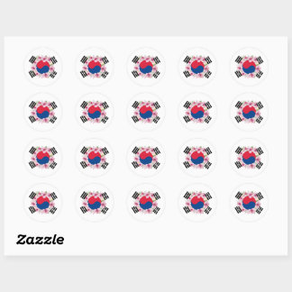 Südkoreanische Flagge Mugunghwa Round Stickers