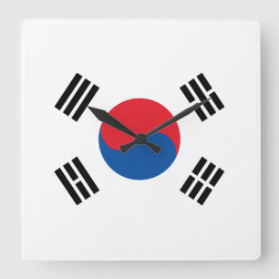 Südkoreanische Flagge Quadratische Wanduhr
