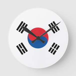 Südkoreanische Flagge Runde Wanduhr