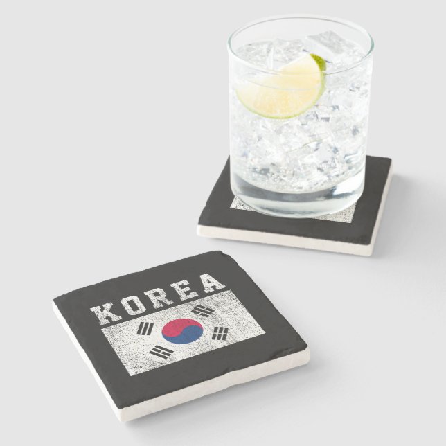 Südkoreanische Flagge Steinuntersetzer (Seitenansicht)