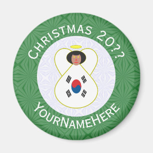 Südkoreanische Flagge Weihnachtsengel Personalisie Magnet