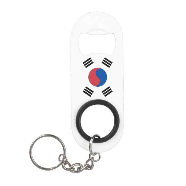 Südkoreanische Flagge Weißes blaues Patriotikum  Mini Flaschenöffner (Vorderseite)