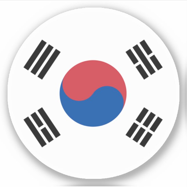 Südkoreanische Flaggenrundkleber Aufkleber (Vorderseite)