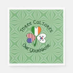 Südkoreanische Irische USA-Flaggen Shamrock Person Serviette