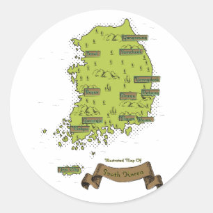 Südkoreanische Karte Runder Aufkleber