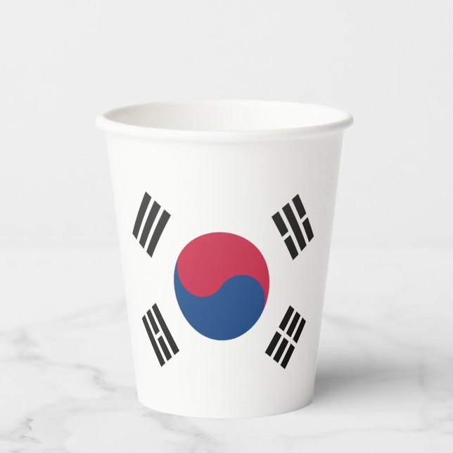 Südkoreanische Papiertücher mit Flaggenzeichen Pappbecher (Vorderseite)
