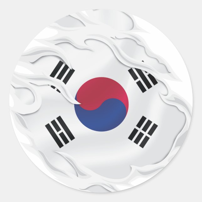 Südkoreanische Ripped Flag Classic Round Aufkleber (Vorderseite)