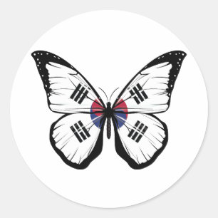 Südkoreanische Schmetterlingsflagge Runder Aufkleber