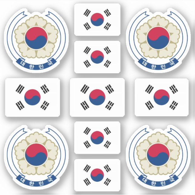 Südkoreanische Symbole / Wappen und Flagge Aufkleber (Vorderseite)