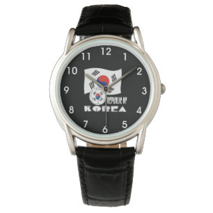 Südkoreanischer Fußball und Flagge Armbanduhr