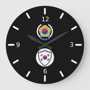 Südkoreanisches Flaggenemblem mit großer Uhr